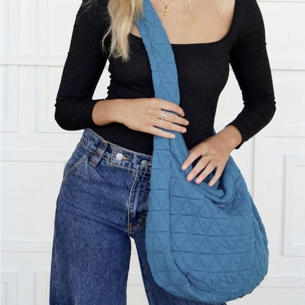 Blue Quilted Shoulder Bag